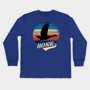 Goose Honk Retro Sunset Kids Long Sleeve T-Shirt